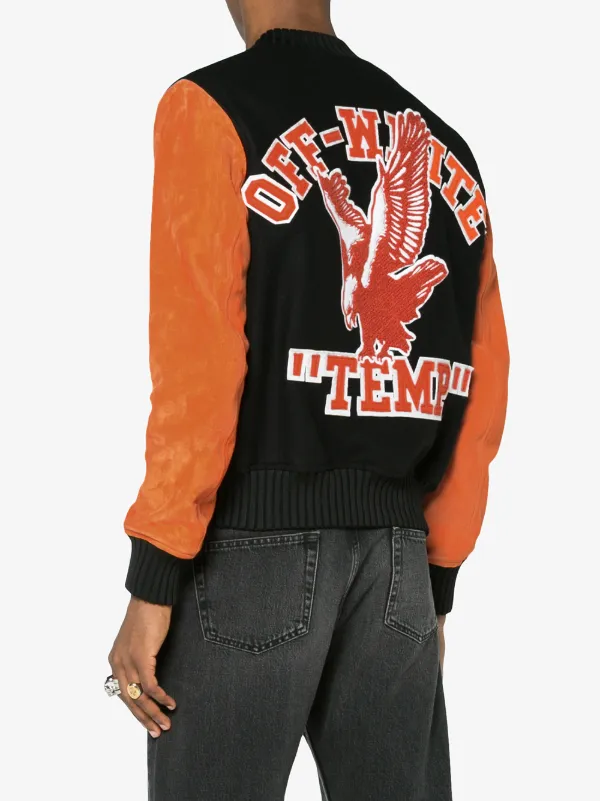 off white temp letterman jacket