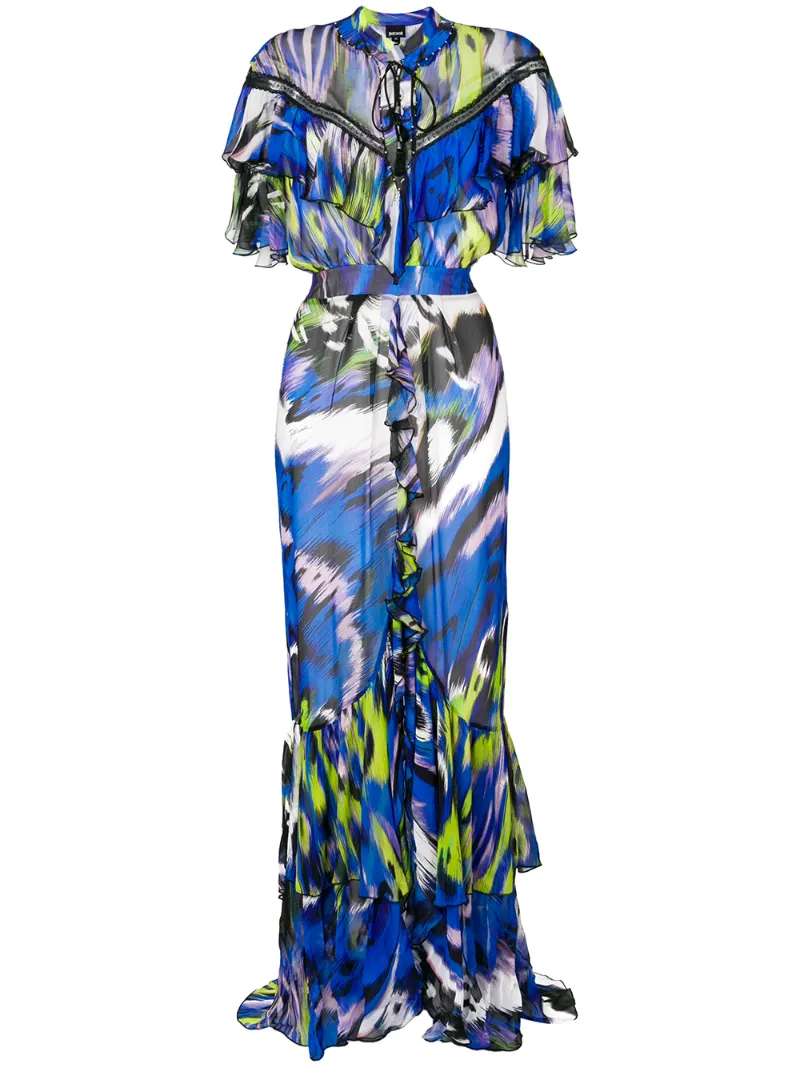 длинное платье с оборками Just Cavalli