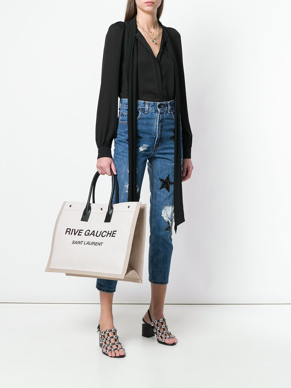 Saint Laurent Rive Gauche Logo Tote Bag - Farfetch