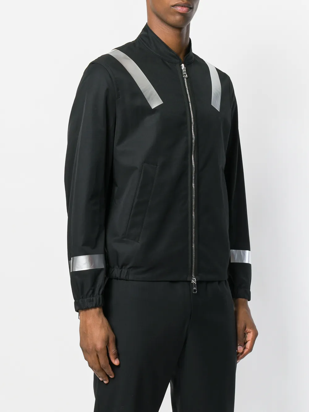  Neil Barrett Bomberjacke Mit Kontraststreifen   Schwarz 