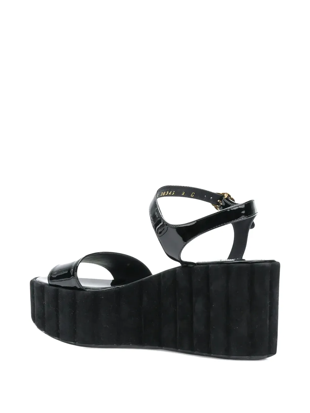Ferragamo leather wedge sandals Black