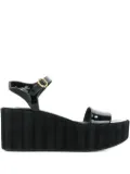 Ferragamo leather wedge sandals - Black