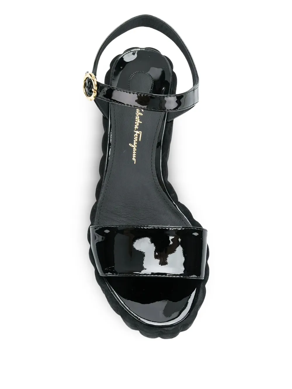 Ferragamo leather wedge sandals Black