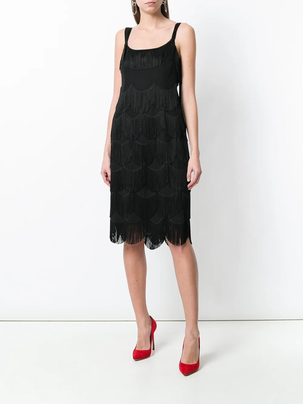 Marc Jacobs Seidenkleid Mit Fransen   Schwarz 