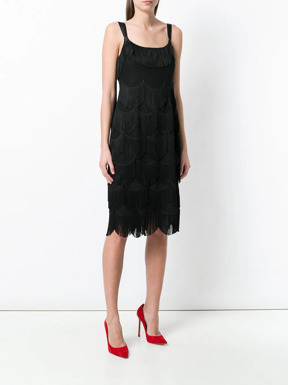  Marc Jacobs Seidenkleid Mit Fransen   Schwarz 