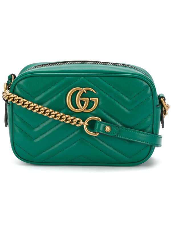 Gucci Mini bag GG Marmont Olive green Velvet ref.201921 - Joli Closet