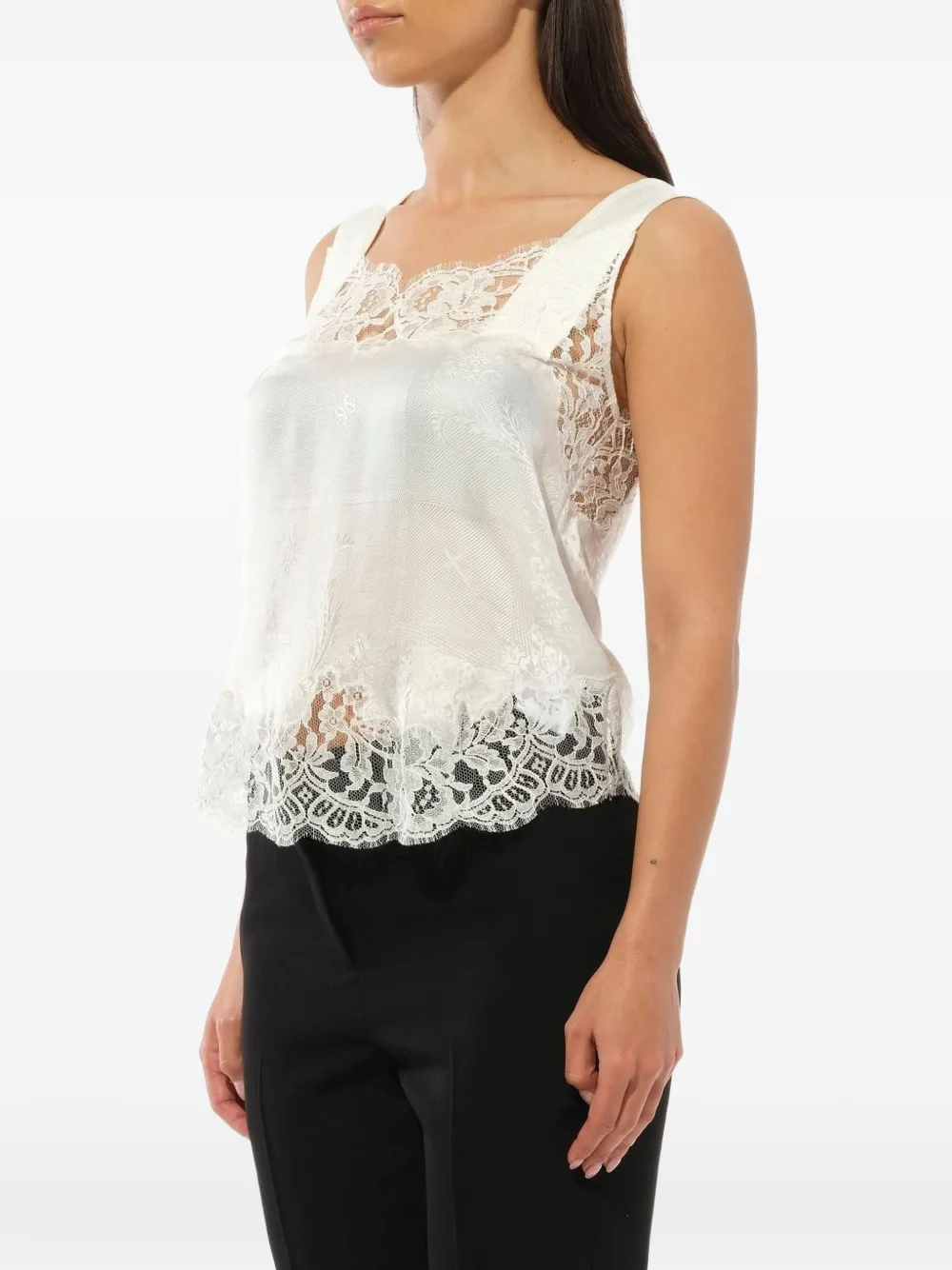  Givenchy Top Mit Spitzeneinsätzen   Weiß 