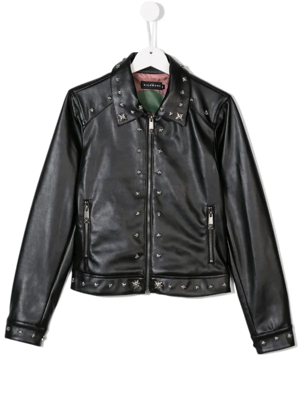 John Richmond Junior Teen Studded Faux Leather Jacket Farfetch