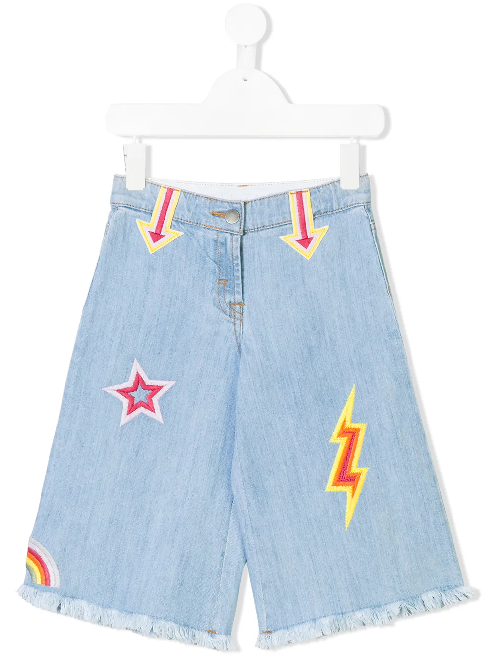 Stella McCartney Kids アップリケ デニム ハーフパンツ - ブルー Stella McCartney Kids アップリケ デニム ハーフパンツ - ブルー