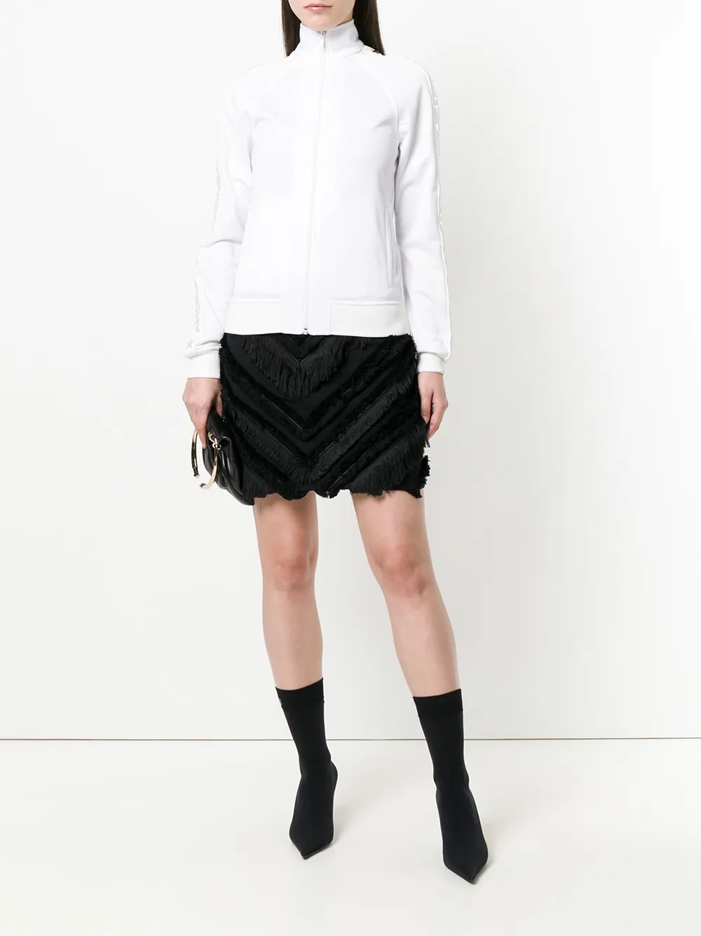Balmain minirok met franjes - Zwart