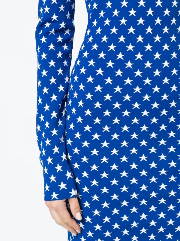 blue dress with white stars 4th of July Outfit Women's USA Flag Patriotic Dress Retro Stage