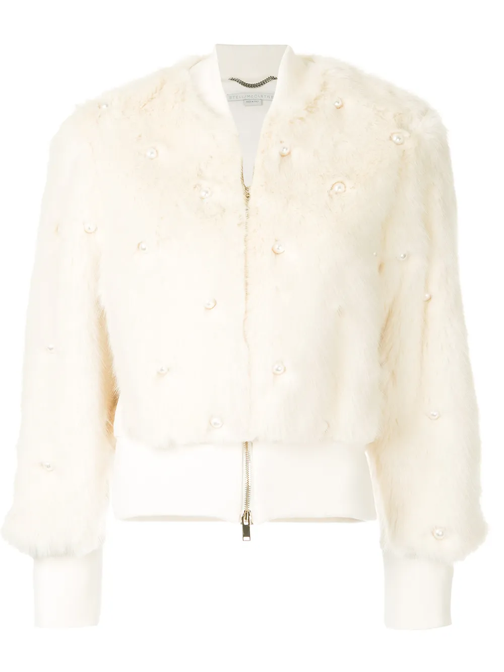 Stella McCartney Bomberjacke mit Perlenbesatz - Weiß