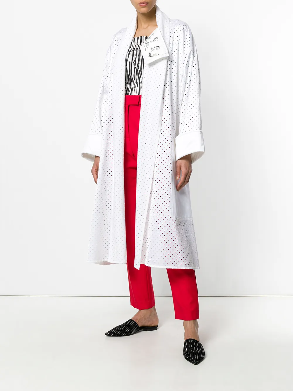 PUCCI eyelet-embellished oversized coat - Wit