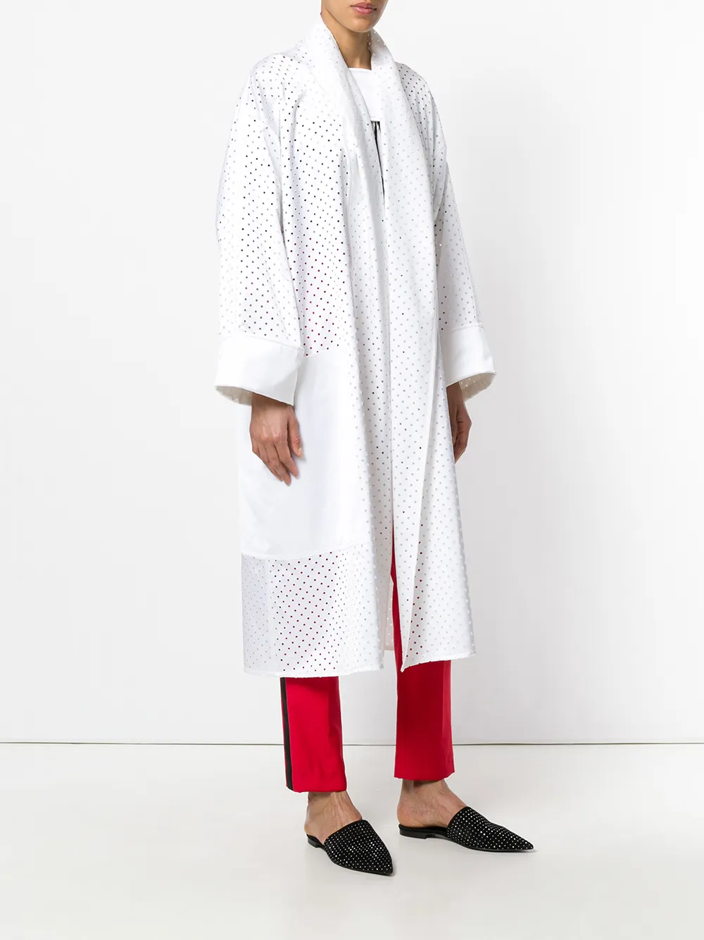 PUCCI eyelet-embellished oversized coat Wit