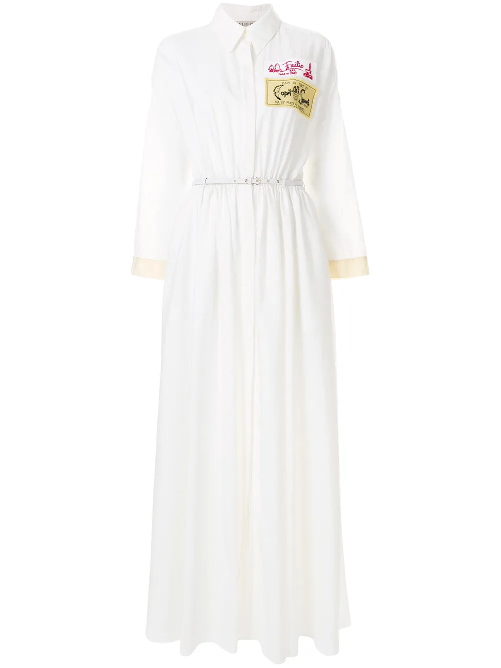 white maxi shirt dress with sleeves