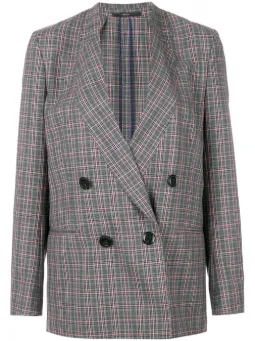 Blazer xadrez com botões duplos
