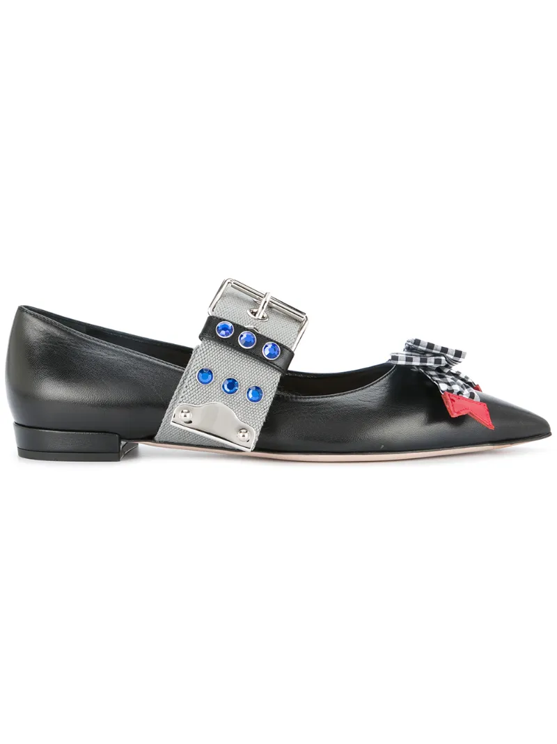 bow strap ballerina shoes Miu Miu
