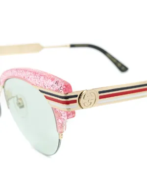 gucci cat eye glitter acetate sunglasses