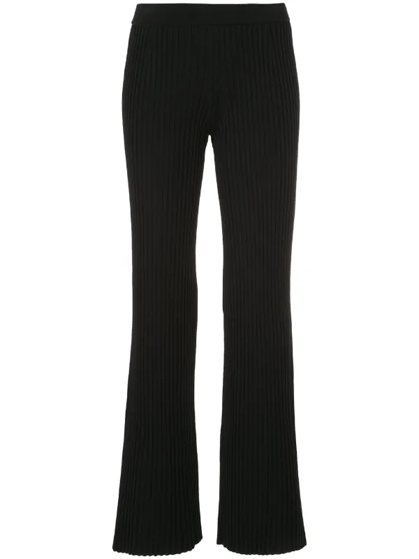 black flared ribbed trousers