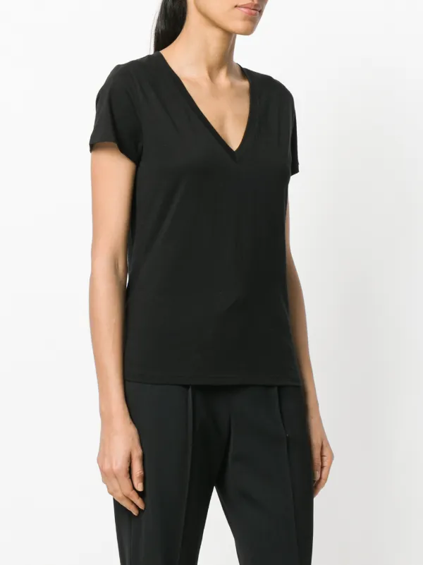 Tシャツ・カットソー VINCE Women Tops V025812972 001BLK black Vince v-neck T-shirt | Black | FARFETCH CA