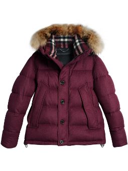 maroon burberry coat