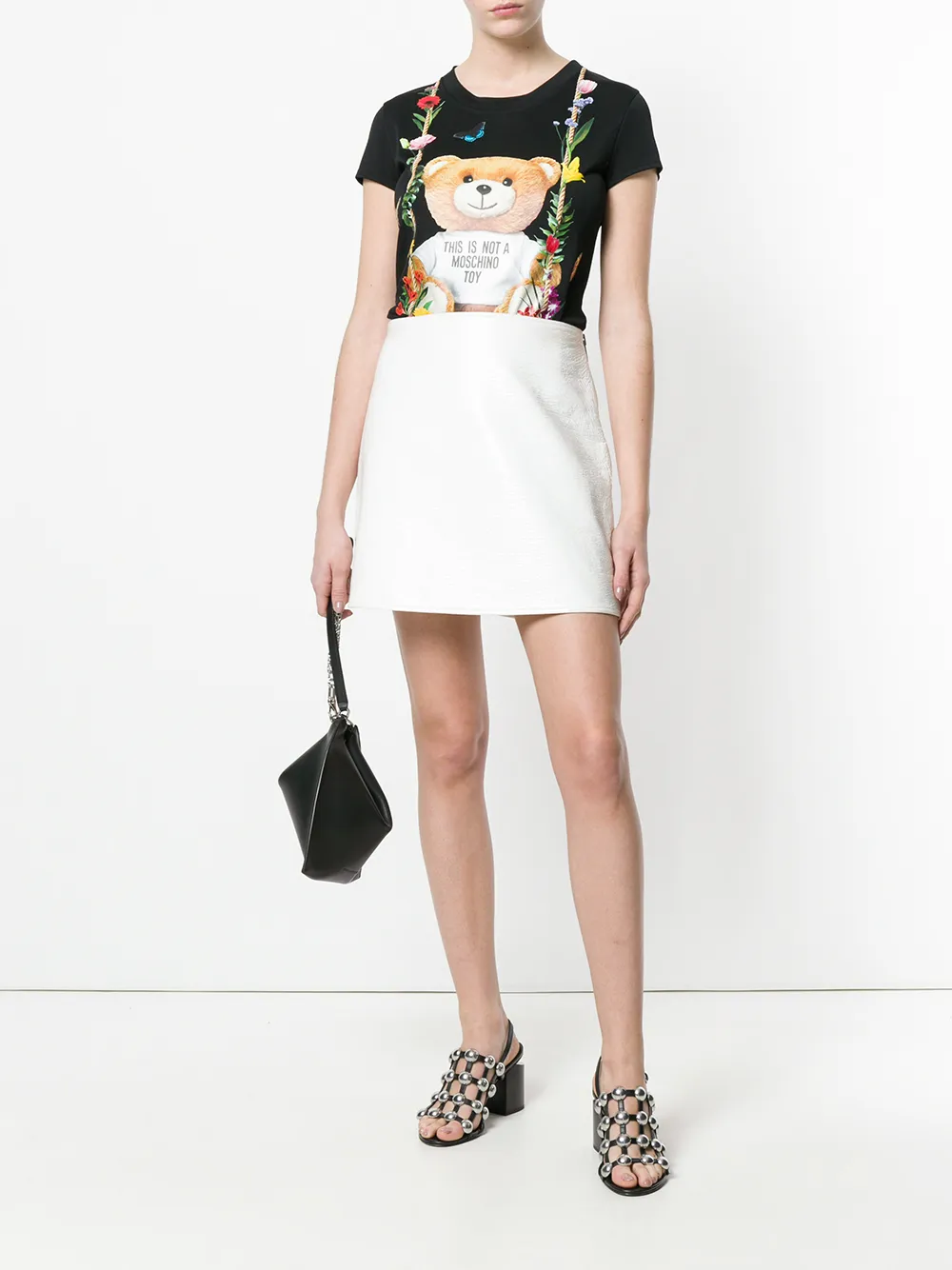 Moschino bloemen teddybeer motief T-shirt - Zwart