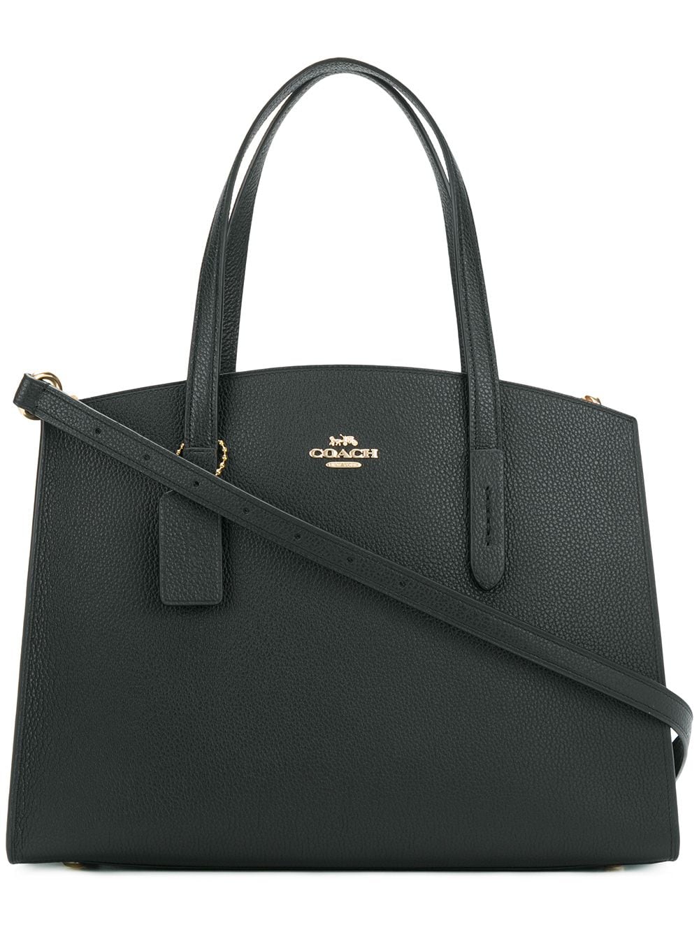 Coach Charlie Polished Pebbled Leather Carryall Tote Bag In Black ...