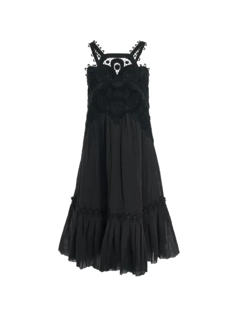 Chloé frayed embroidered-lace midi dress