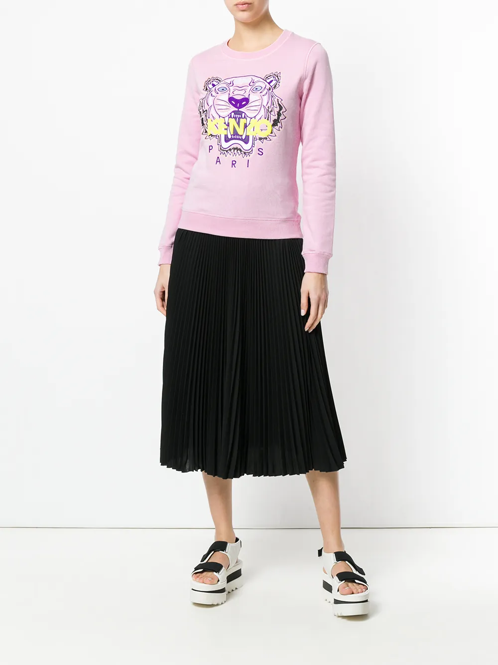  Kenzo Sweatshirt Mit tiger Stickerei   Rosa 