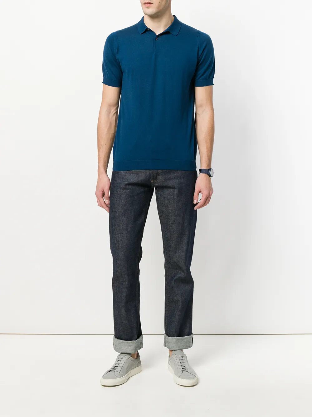 John Smedley Rhodes knitted polo shirt - Blauw