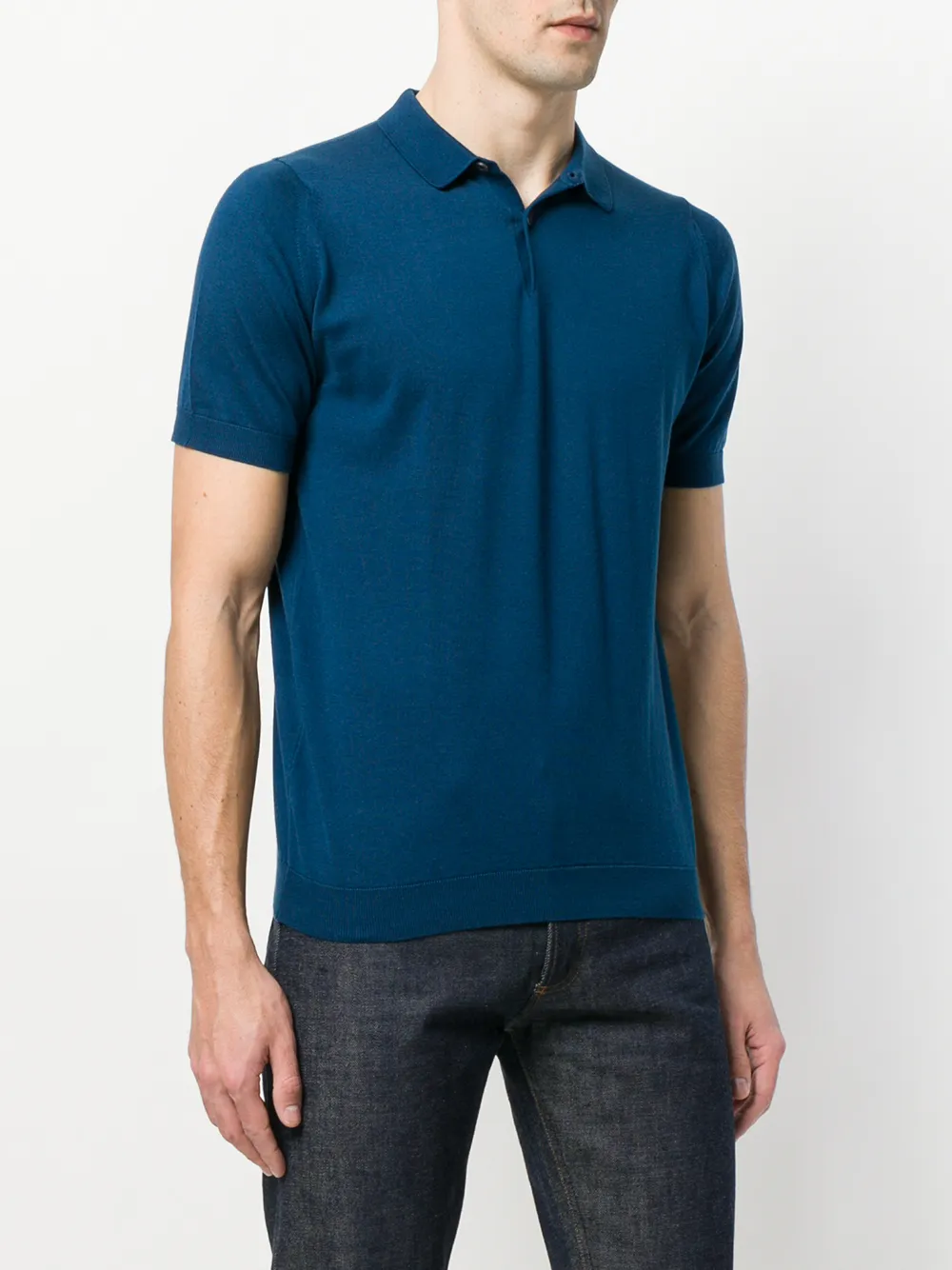 John Smedley Rhodes knitted polo shirt Blauw
