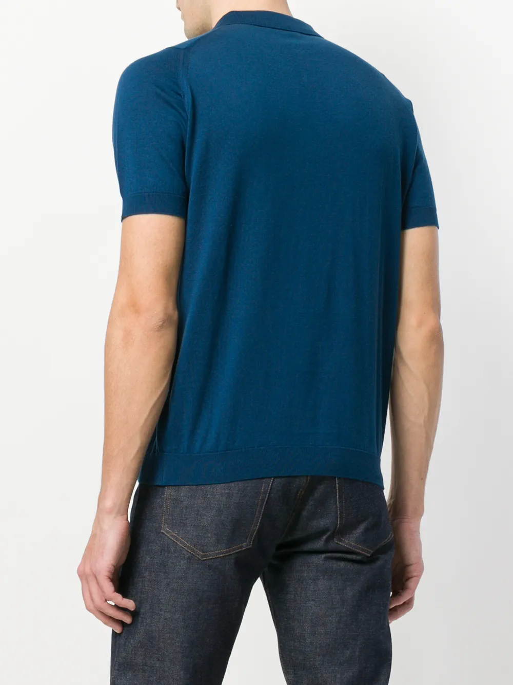 John Smedley Rhodes knitted polo shirt Blauw
