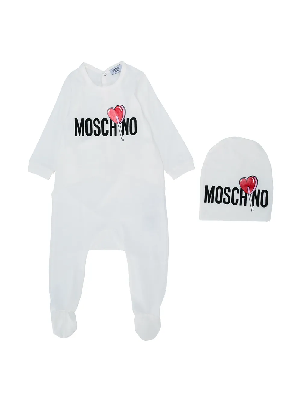 Moschino Kids baby-set met lollipop-logo Wit