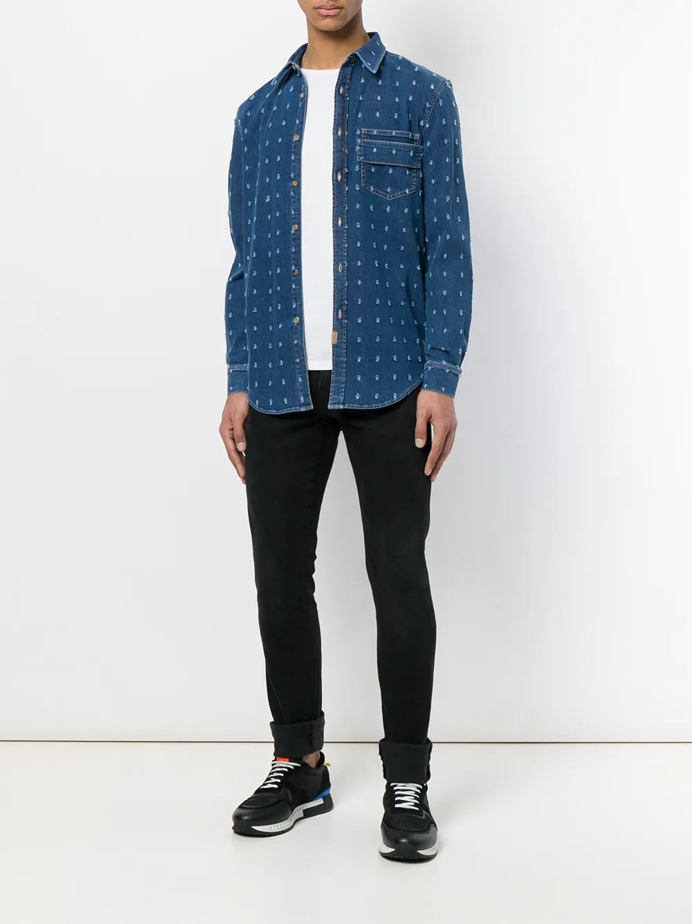 Givenchy distressed patch denim shirt - Blauw
