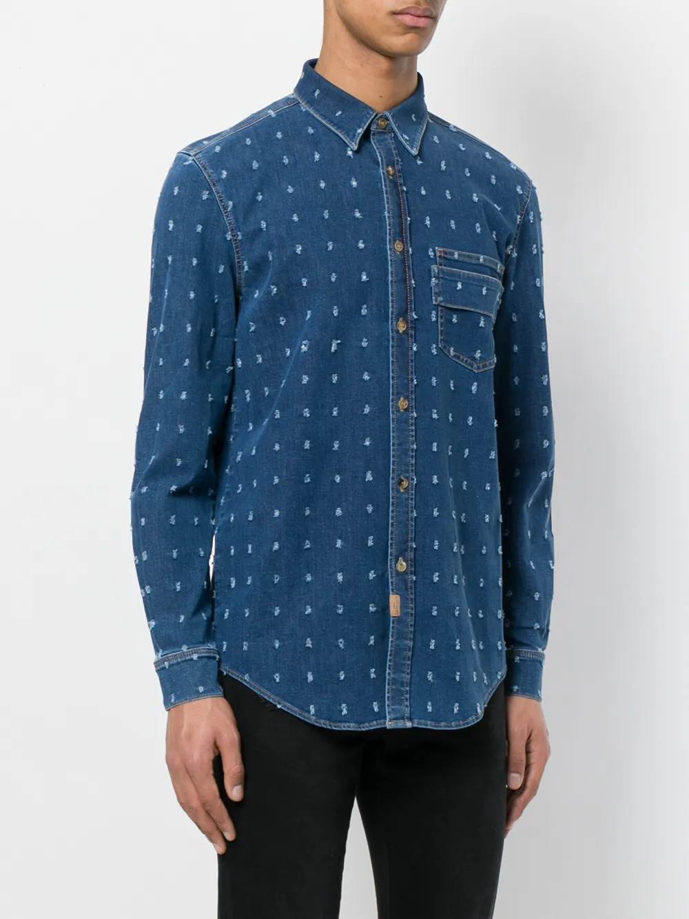 Givenchy distressed patch denim shirt Blauw