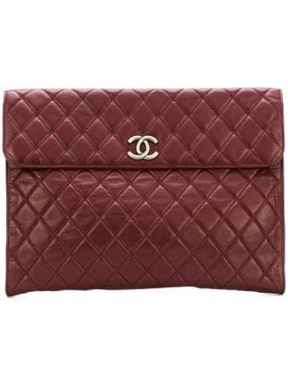 CHANEL Pre-Owned Quilted Envelope Clutch - Farfetch