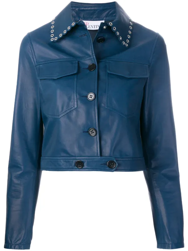 Red Valentino Cropped Leather Jacket Farfetch