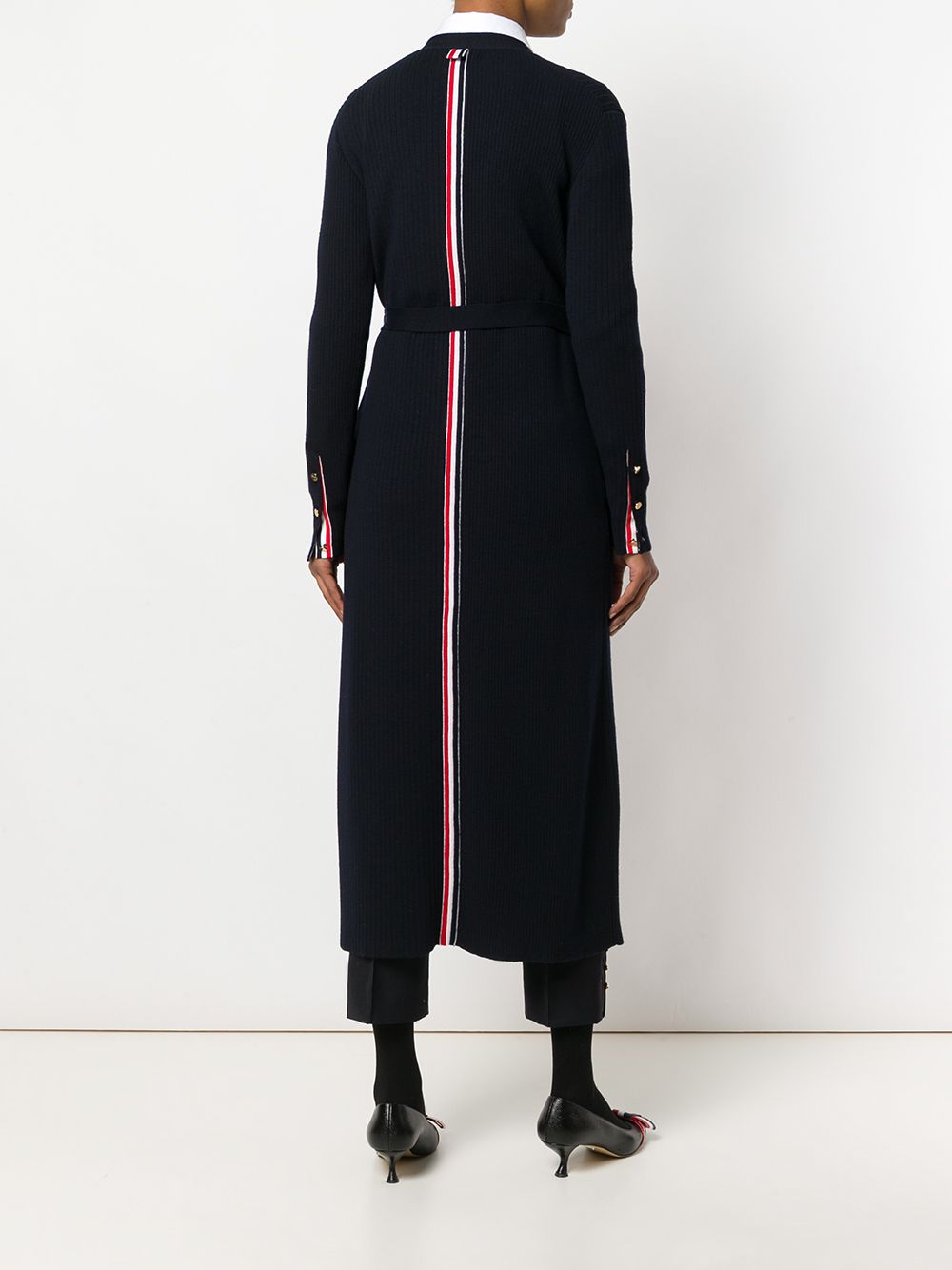 Thom Browne Half And Half Rib Knit Striped Long Cardigan Farfetch