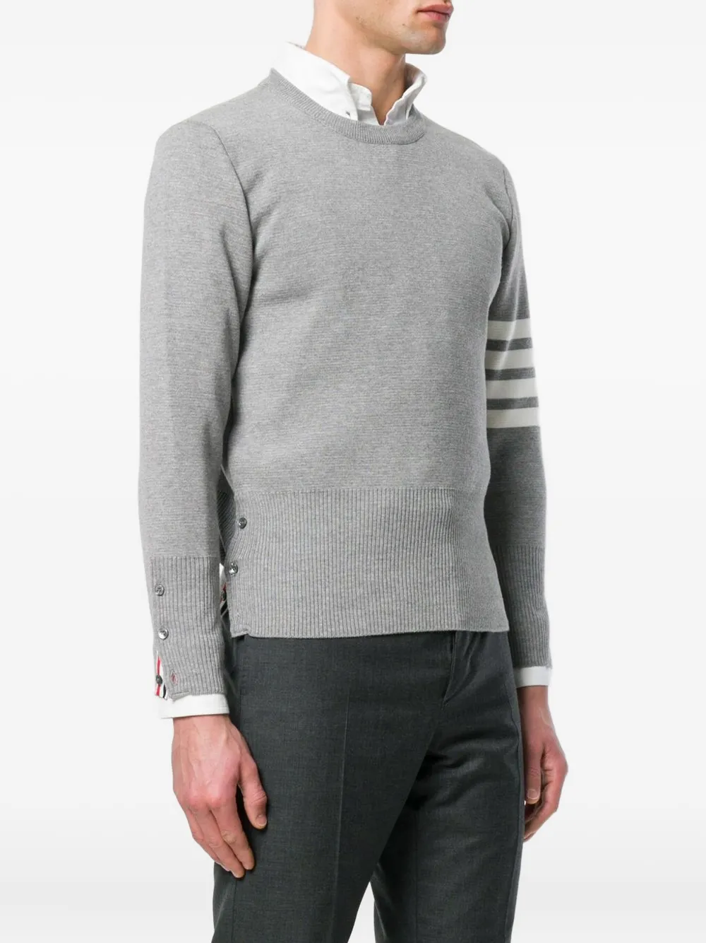  Thom Browne Pullover Mit Logo Streifen   Grau 