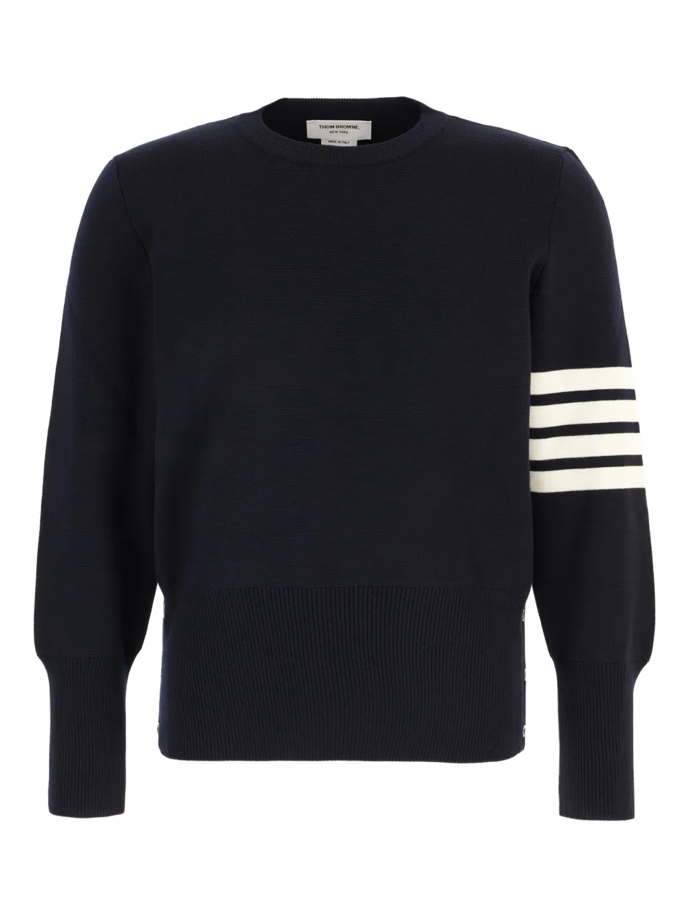 Thom Browne 4-Bar Stripe Milano Stitch Merino Pullover | Blauw | Image 1