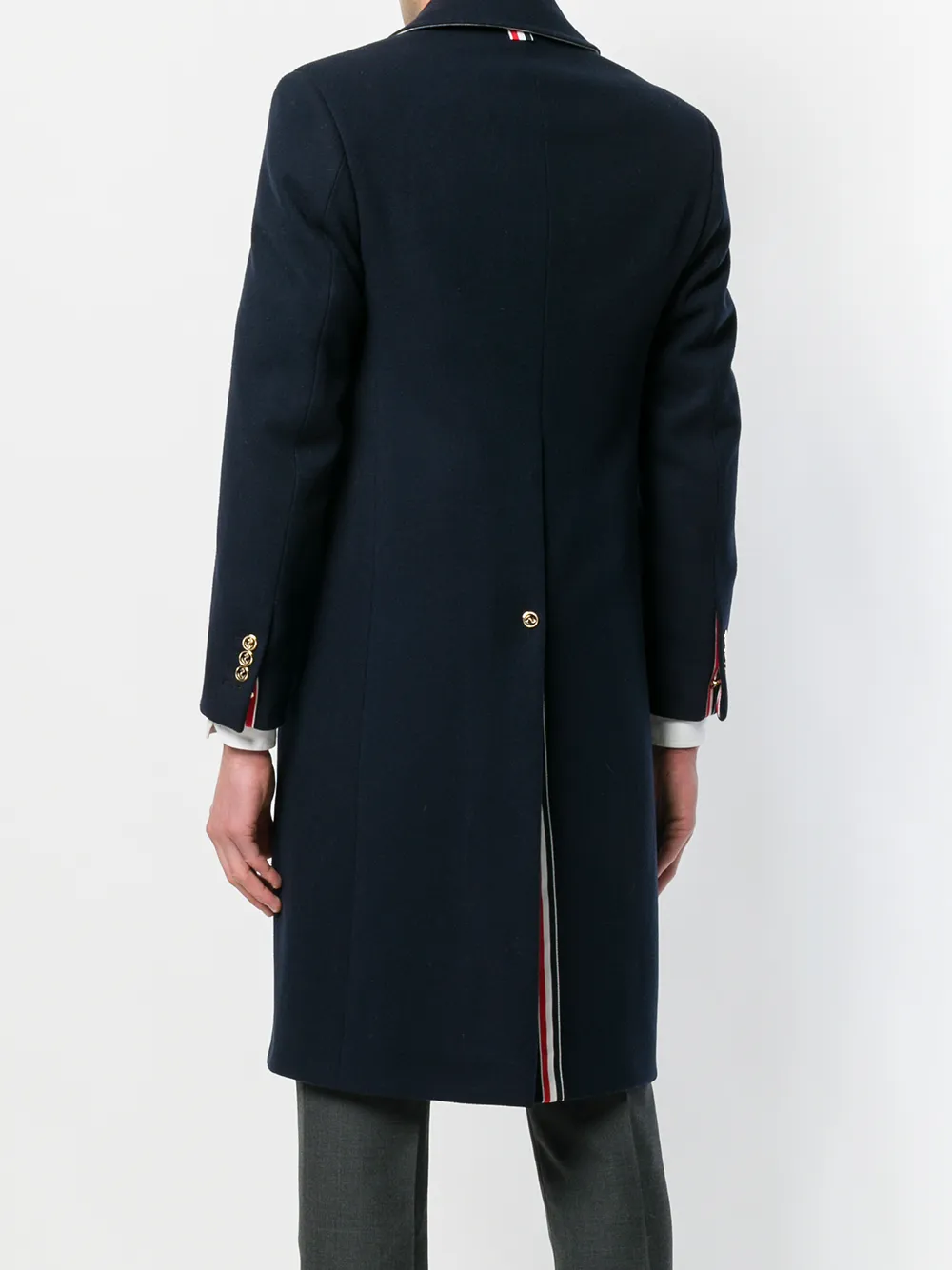 Thom Browne Classic Single-Breasted Melton Wool Overcoat Blauw