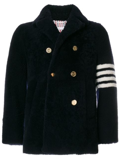 Thom Browne Unconstructed Classic Shearling Peacoat