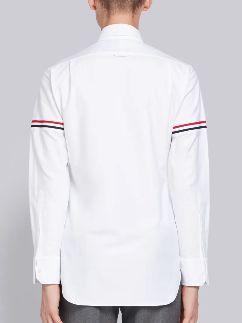 WHITE OXFORD SEAMED ELASTIC STRIPE CLASSIC SHIRT | Thom Browne ...