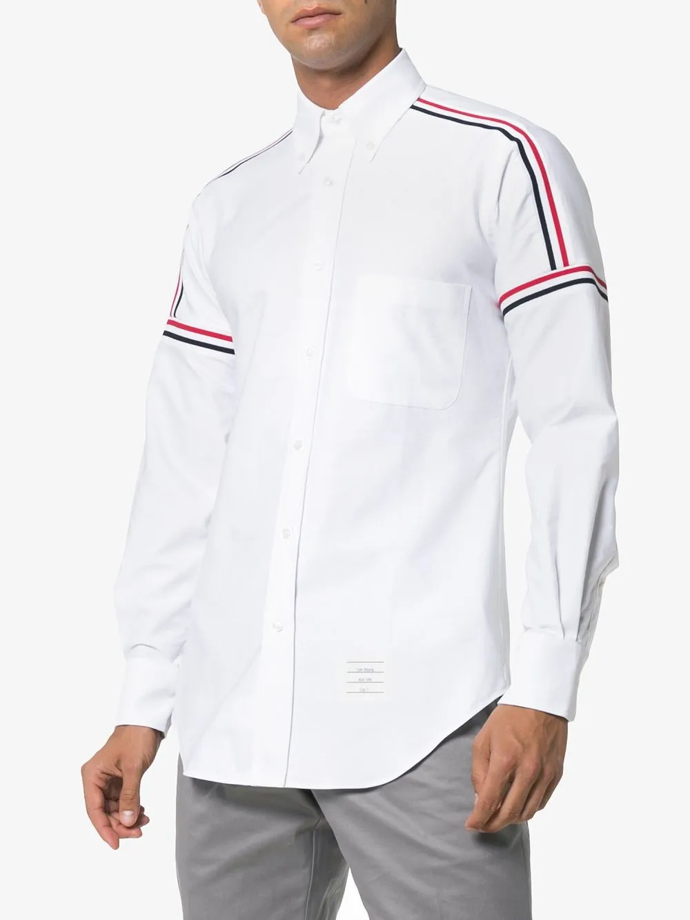 Thom Browne Seamed Elastic Stripe Oxford Shirt Farfetch