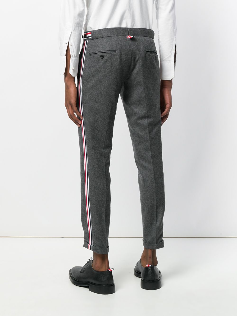 Thom Browne Skinny wollen broek met elastische strepen Grijs