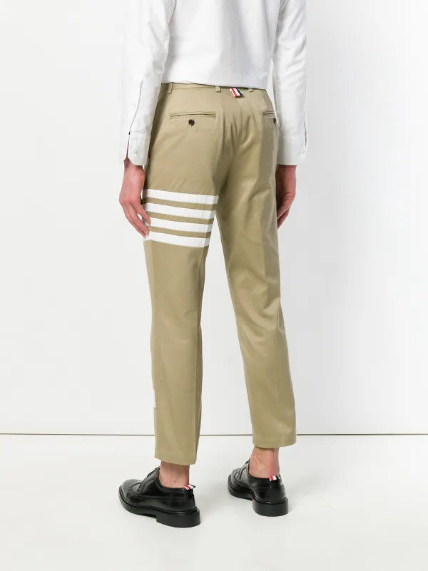 Seamed 4-Bar Stripe Unconstructed Chino Trouser In Cotton Twill