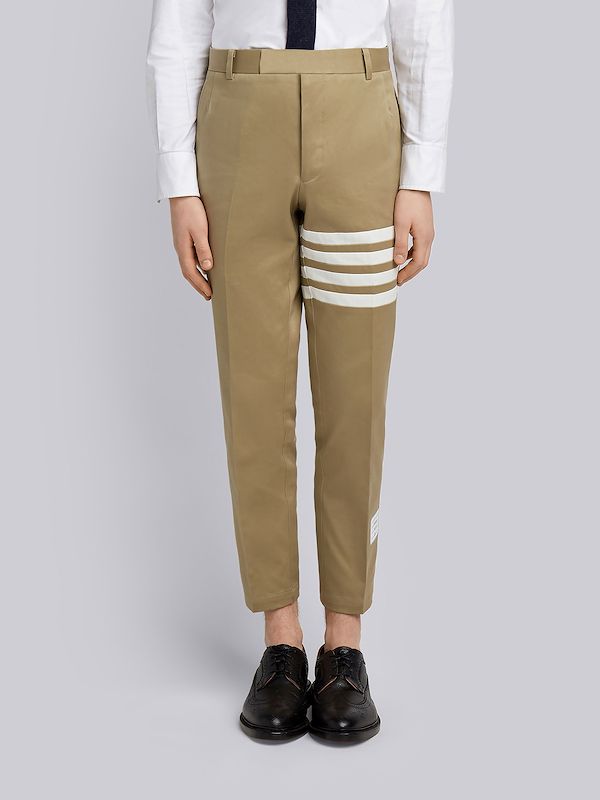 Camel Cotton Twill Knit Seamed 4-bar Unconstructed Chino Trouser