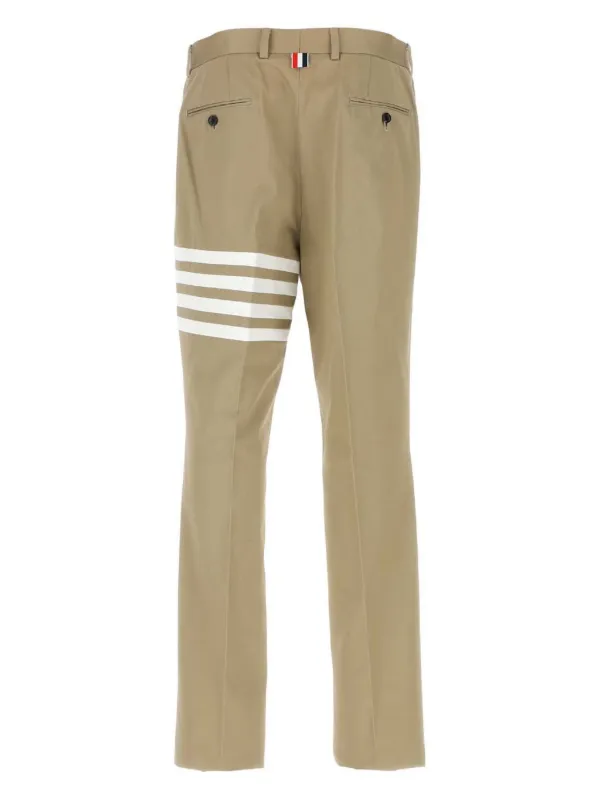 人気【THOM BROWNE】4BARストライプ コットン パンツ Thom Browne アンコンストラクテッドチノトラウザー 4BAR