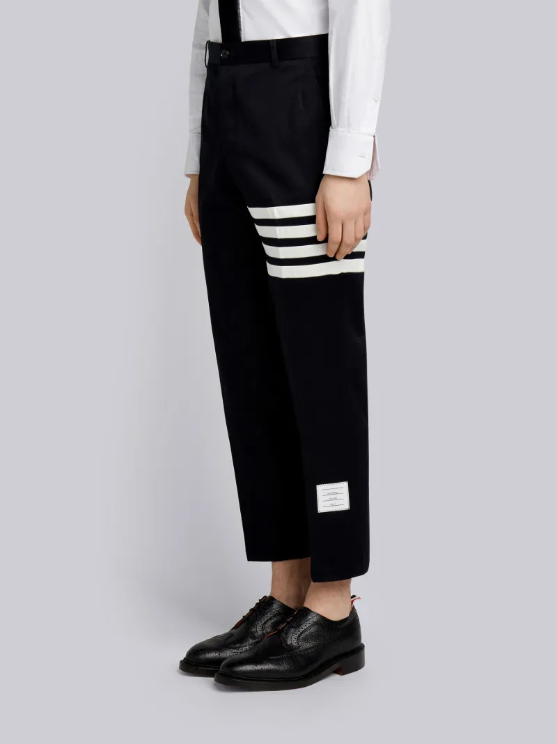 Navy Cotton Twill Knit Seamed 4-bar 