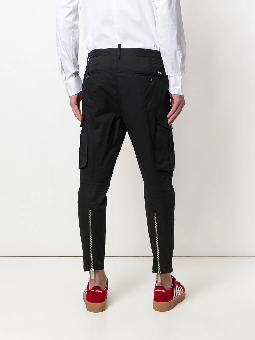 mens cropped cargo trousers